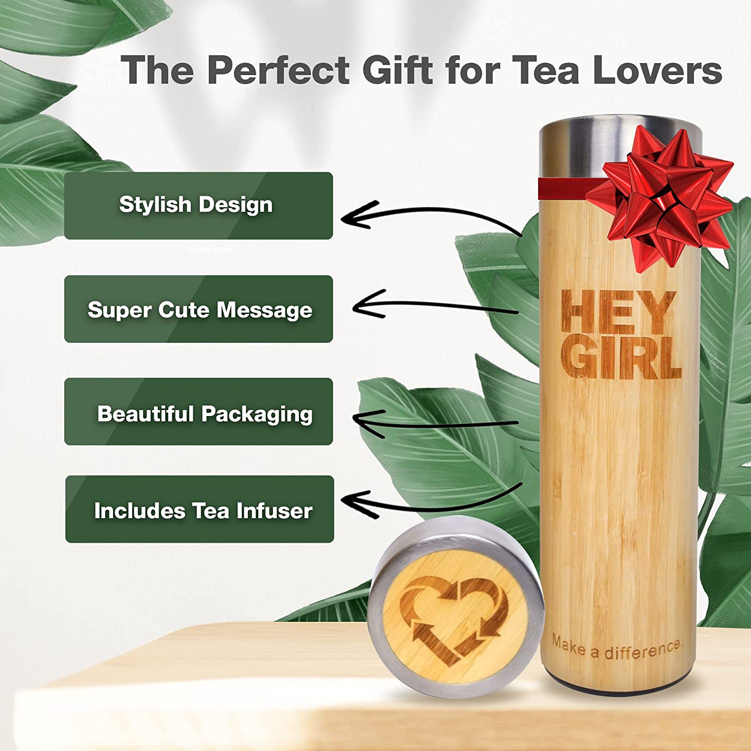 Bamboo Tea Infuser Bottle with Tea Strainer