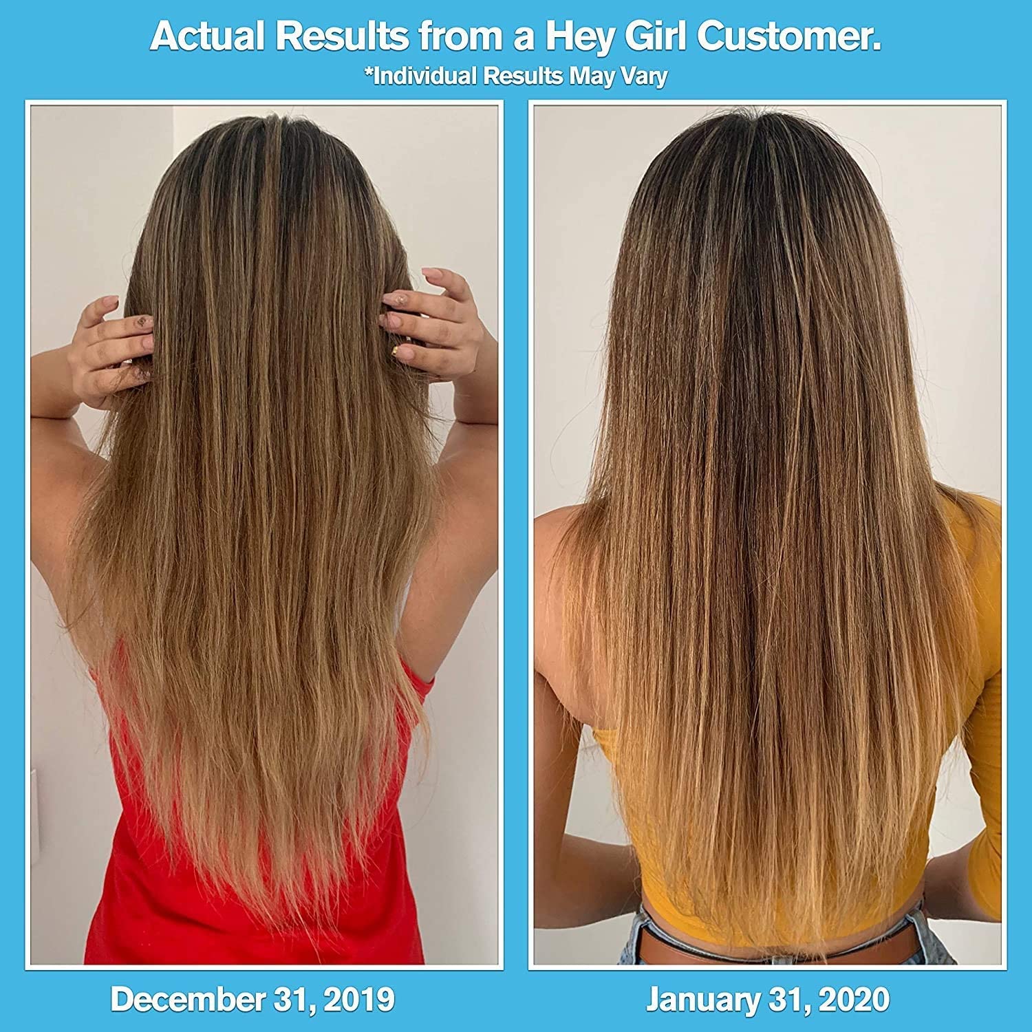 Hey Girl Hair Vitamins Help Thinning Fallout Hair Supplement Grow Hair Faster Stronger Healthy Skin Nails Biotin Keratin Folic Acid Vitamin B C