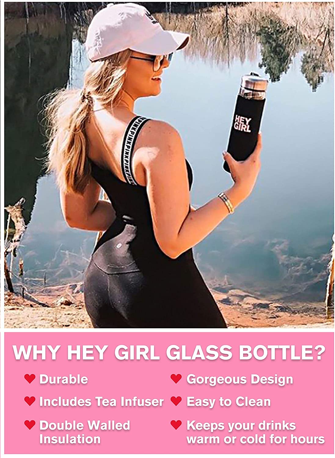 hey girl Infuser Bottle No Crystal Insulated Tumbler Tea Bags