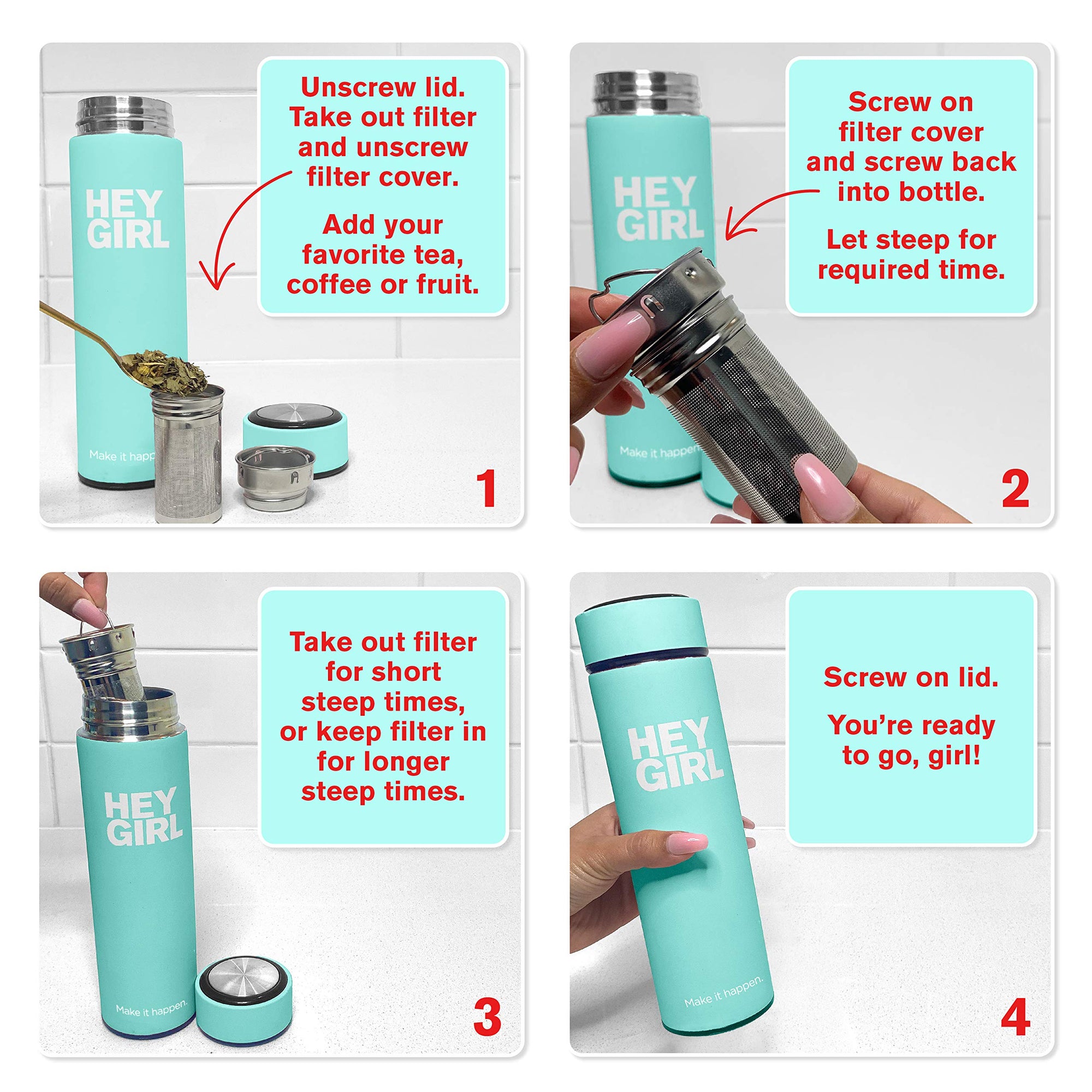 Infuser Bottle No Crystal Insulated Tumbler Tea Bags