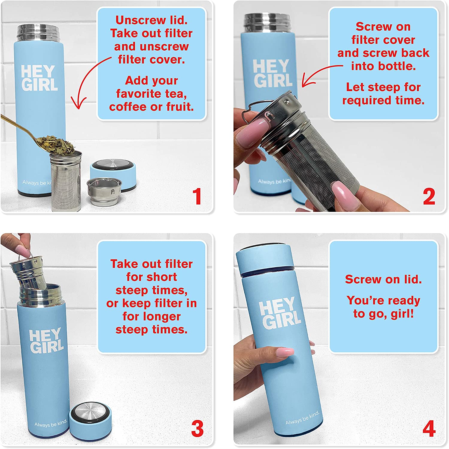 Infuser Bottle No Crystal Insulated Tumbler Tea Bags