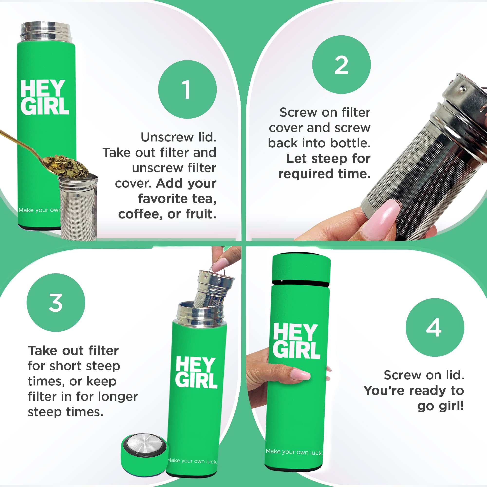 Infuser Bottle No Crystal Insulated Tumbler Tea Bags