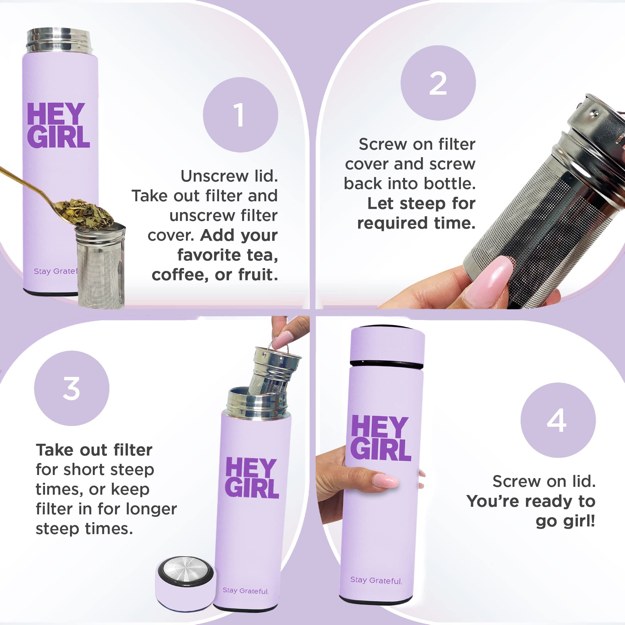 Infuser Bottle No Crystal Insulated Tumbler Tea Bags