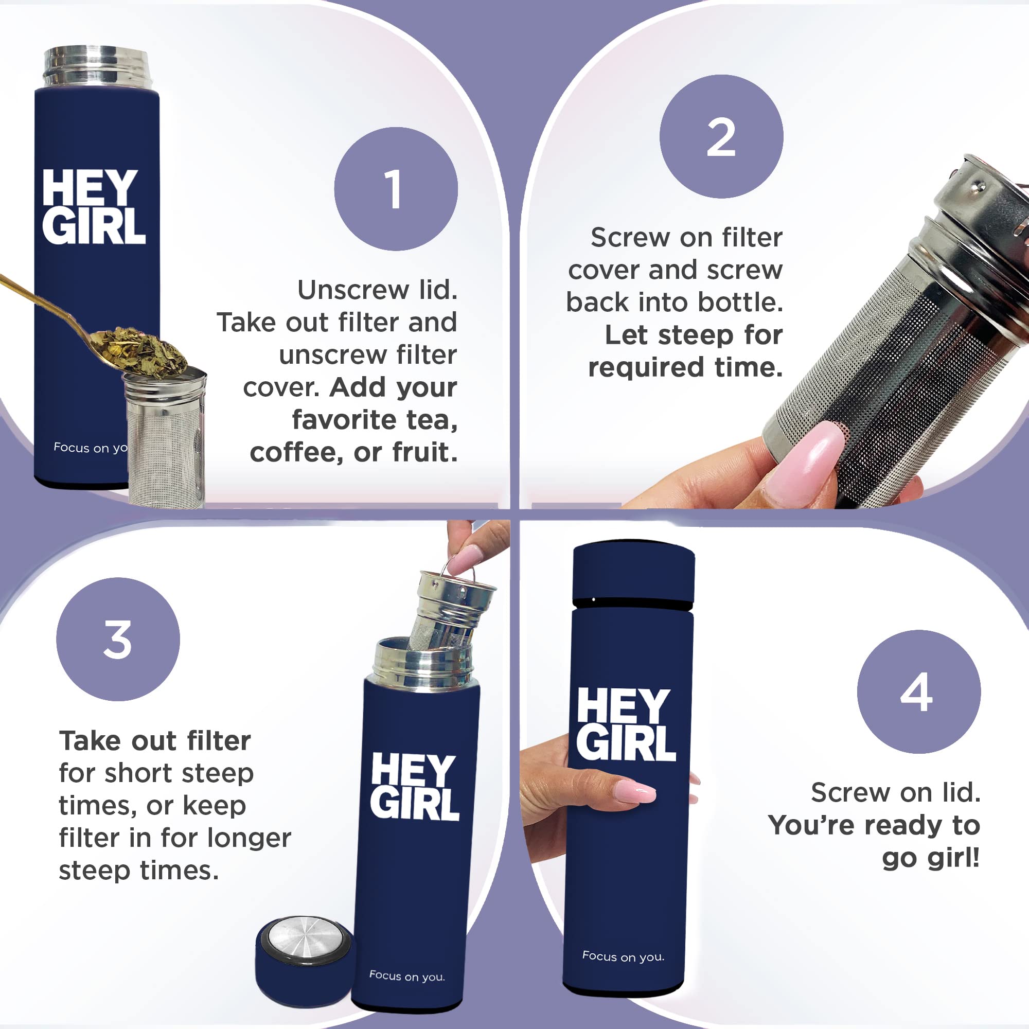 Infuser Bottle No Crystal Insulated Tumbler Tea Bags