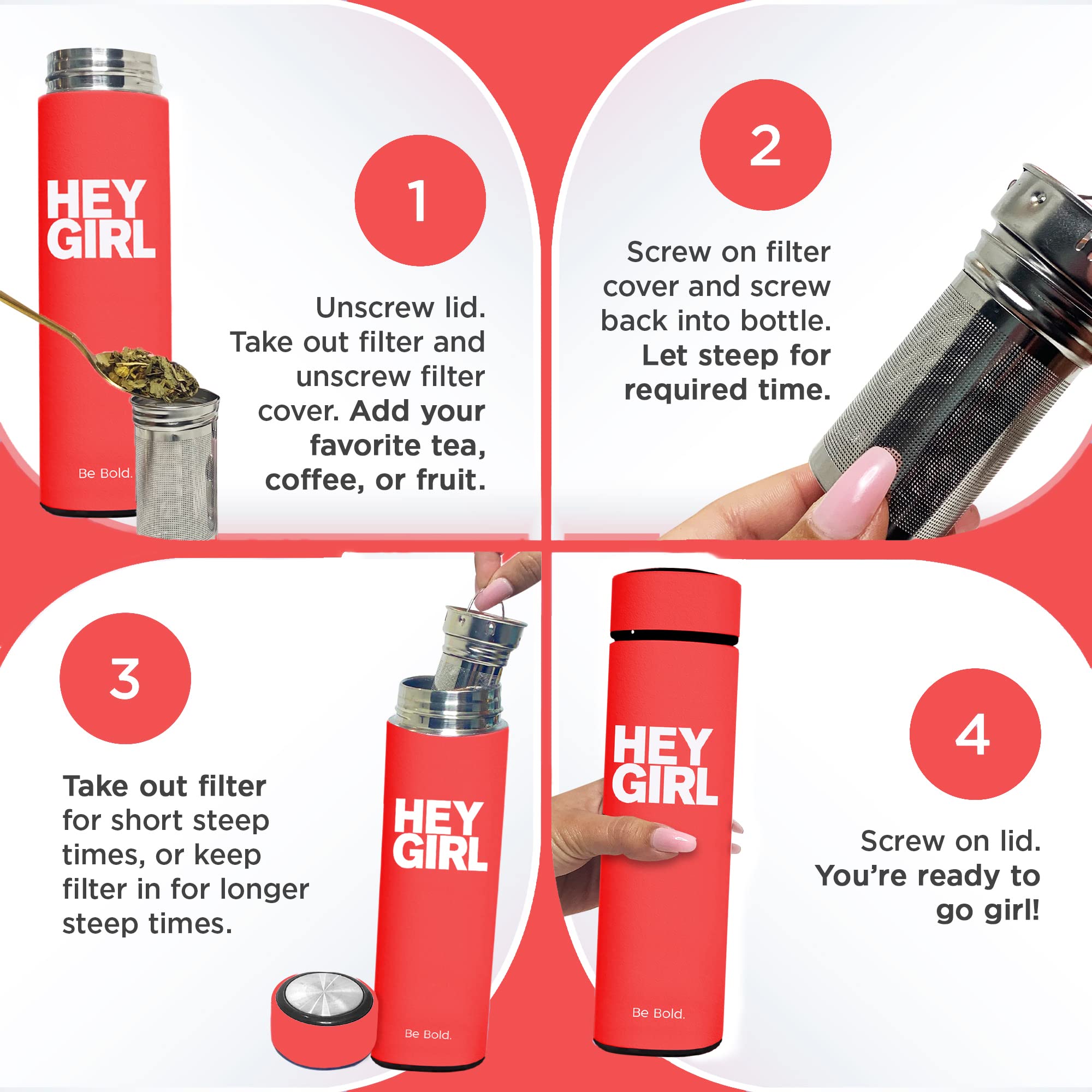 Infuser Bottle No Crystal Insulated Tumbler Tea Bags