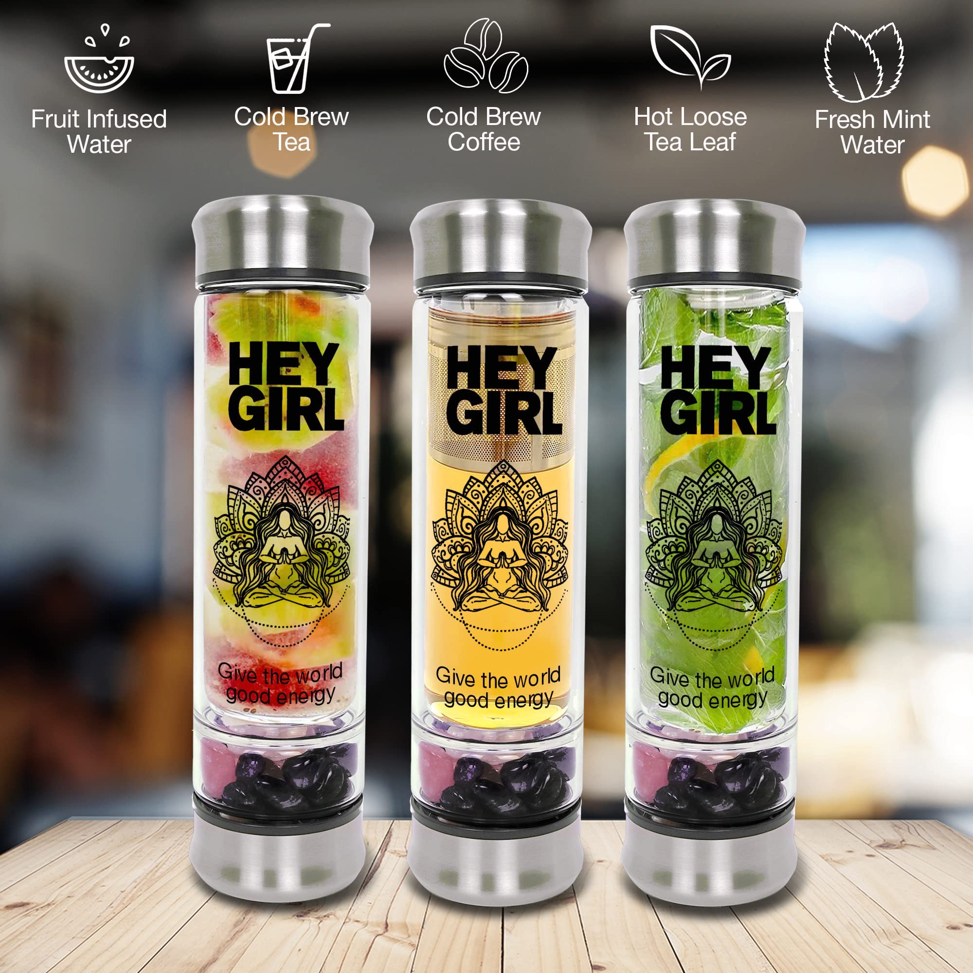 Tea Infuser Crystal Water Bottle Tea Infuser Strainer Loose Leaf Tea