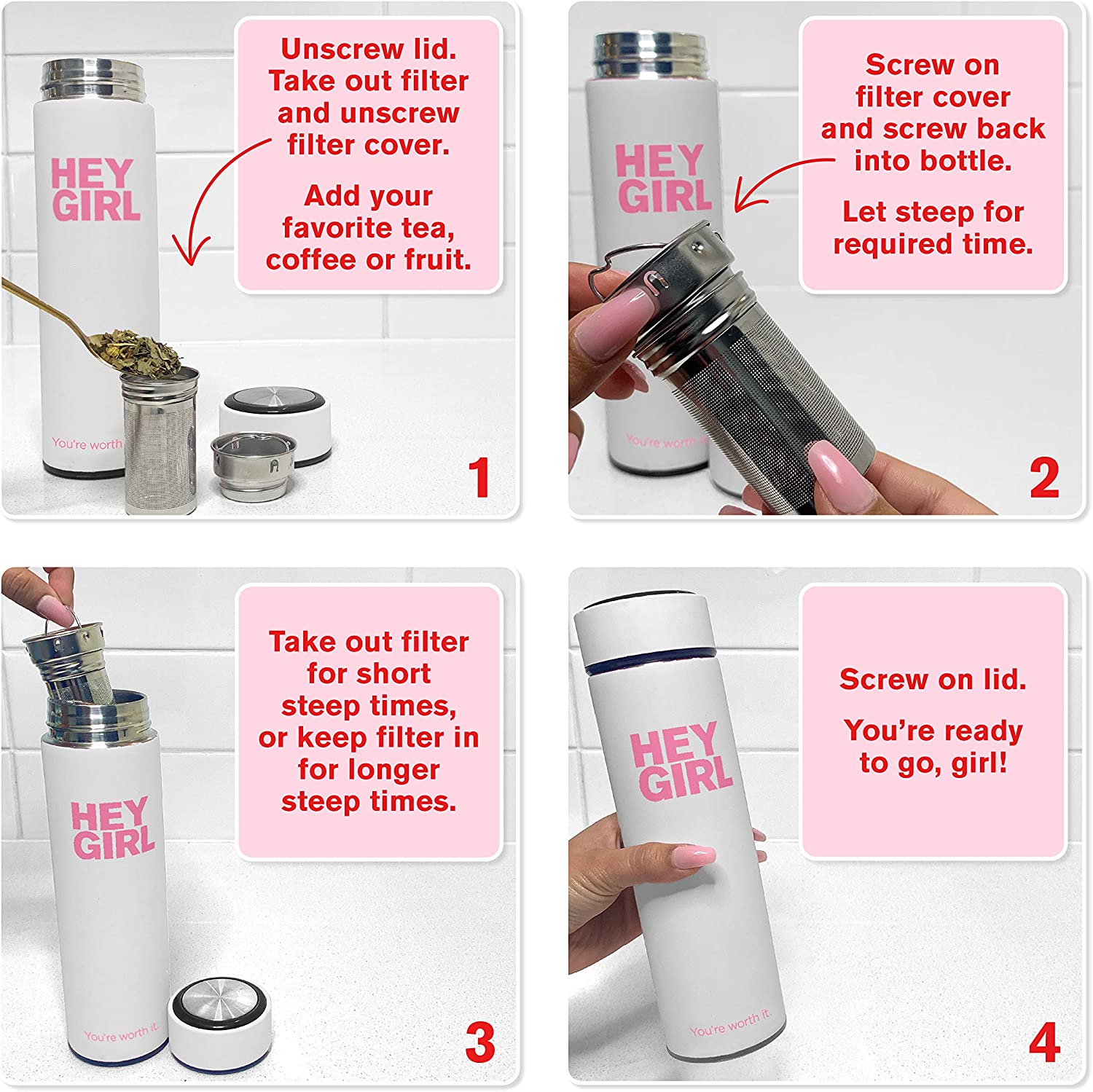 Infuser Bottle No Crystal Insulated Tumbler Tea Bags