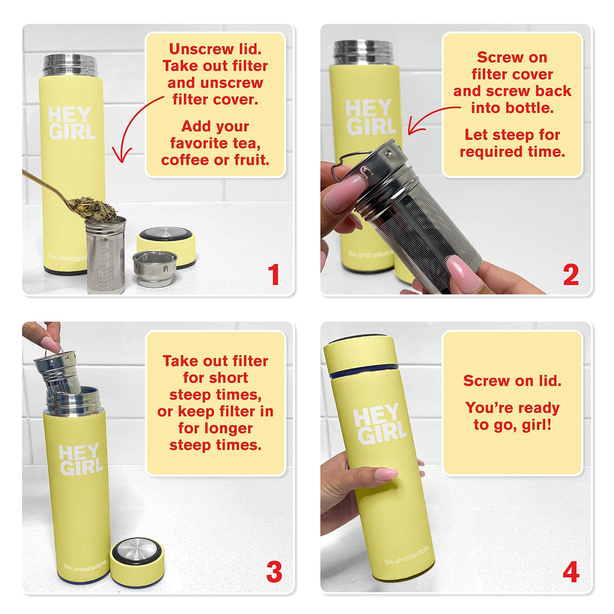 Infuser Bottle No Crystal Insulated Tumbler Tea Bags