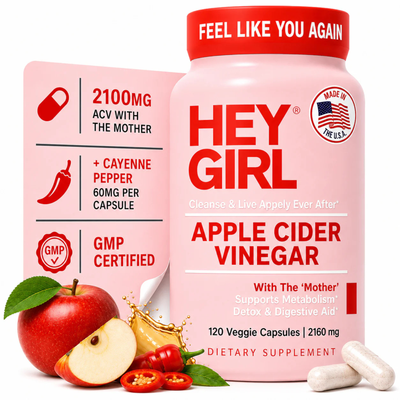 Apple Cider Vinegar Capsules with The Mother + Cayenne | 120 Vegan ACV Pills
