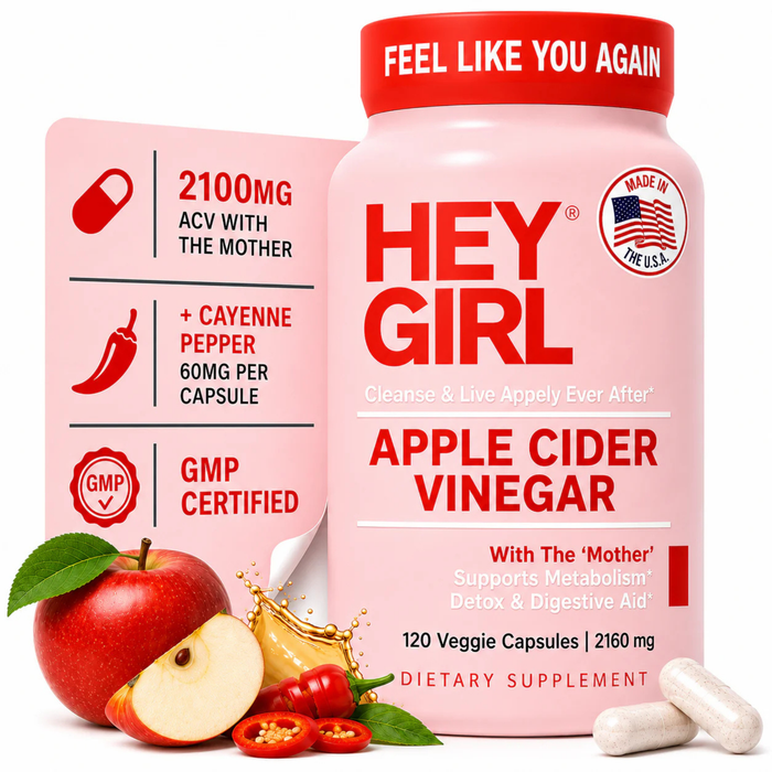 Apple Cider Vinegar Capsules with The Mother + Cayenne | 120 Vegan ACV Pills