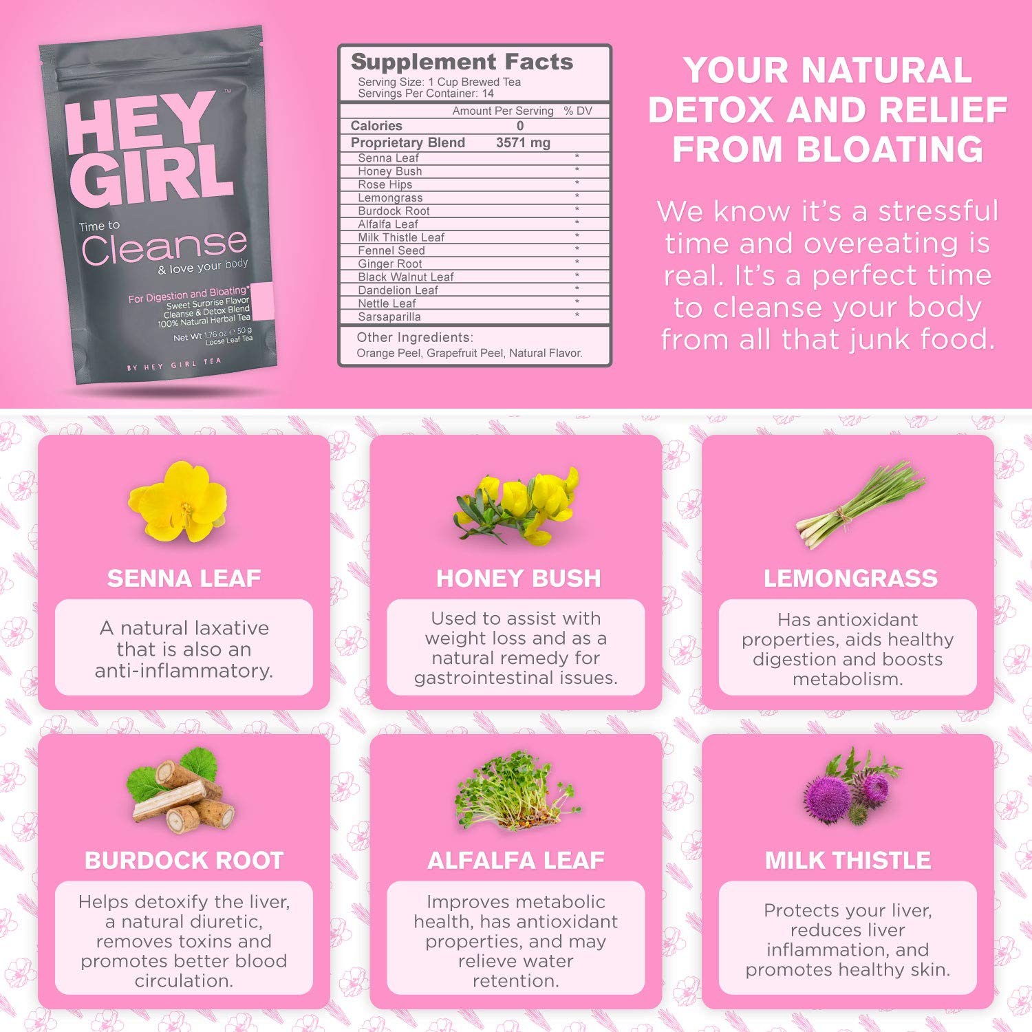  Hey Girl Tea Cleanse Blend Sweet Surprise Natural Laxative Detox Herbal Tea Senna
