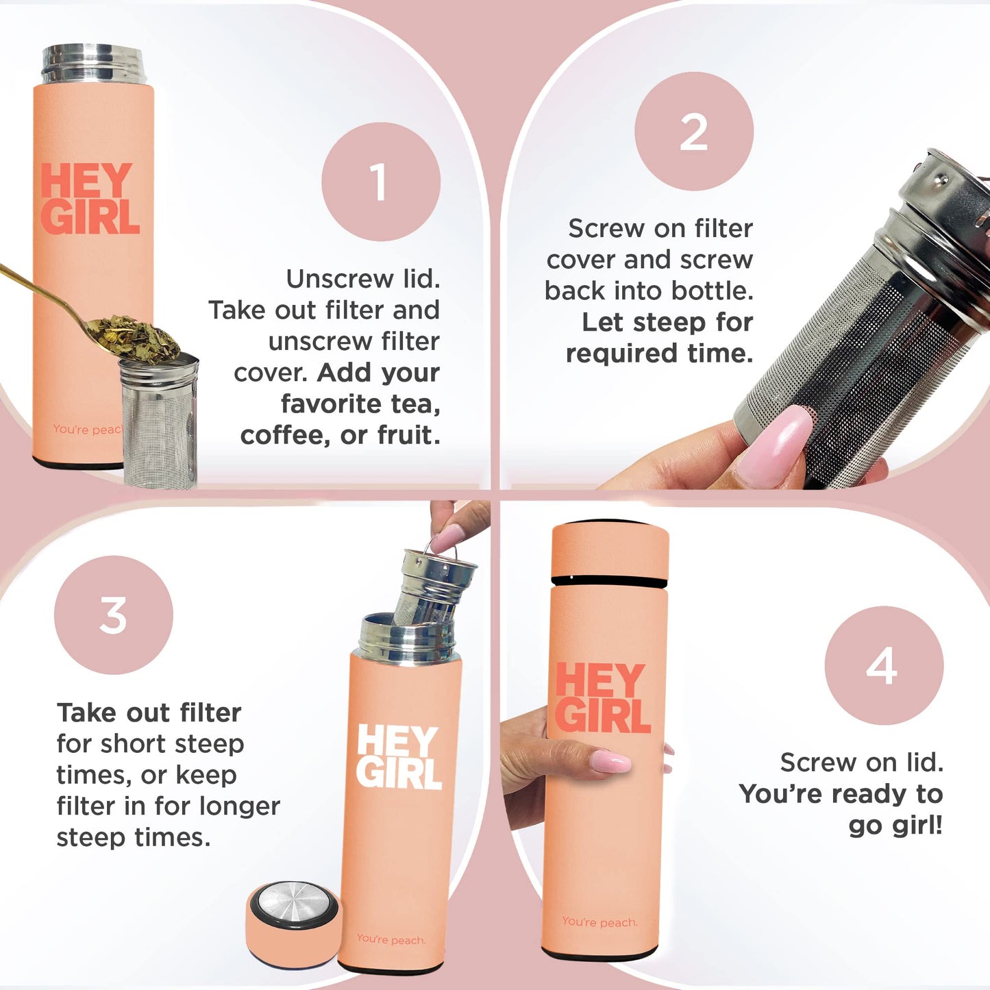 Infuser Bottle No Crystal Insulated Tumbler Tea Bags