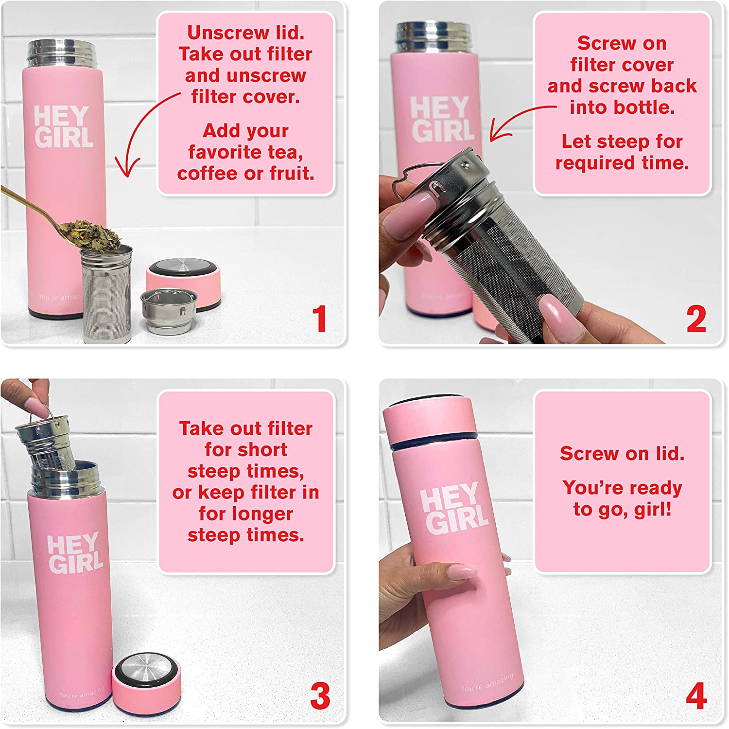 Infuser Bottle No Crystal Insulated Tumbler Tea Bags